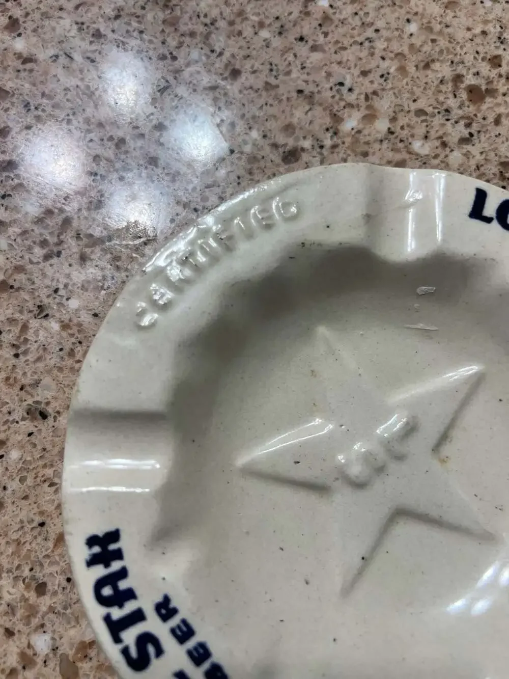 Vintage Lone Star Beer Ceramic Ashtray Texas Barware Tobacciana Memorabilia